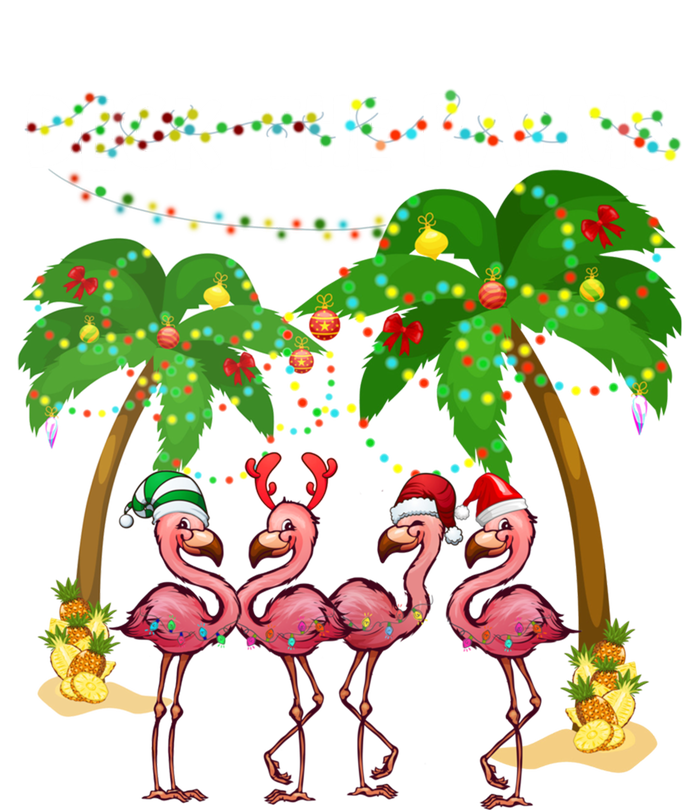 Deck The Palms Merry Flamingo Christmas Funny Gift Great Gift Sustainable Knit Beanie