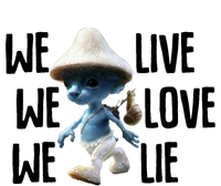 Blue Mushroom Cat Meme We Live We Love We Lie Funny Meme Design Ceramic Tree Ornament