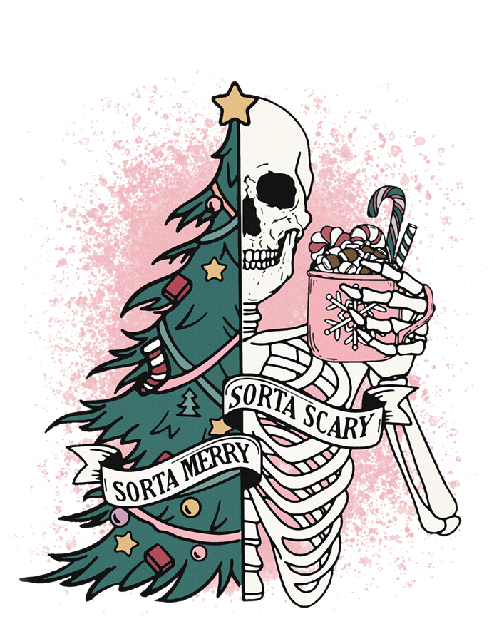 Sorta Merry Sorta Scary Funny Christmas Skeleton Bleached  Tank Top