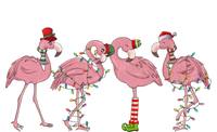 Flamingo Christmas Lights Pink Flamingo Xmas Squad Funny Gift T-Shirt