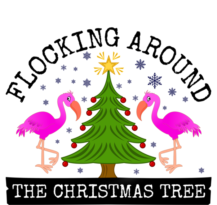 Flocking Around The Christmas Tree Pink Flamingo Christmas Gift T-Shirt