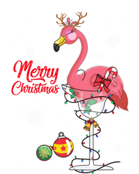 Merry Christmas Retro Reindeer Pink Flamingo Wine Xmas Party Gift Women's Flannel Pajama Set