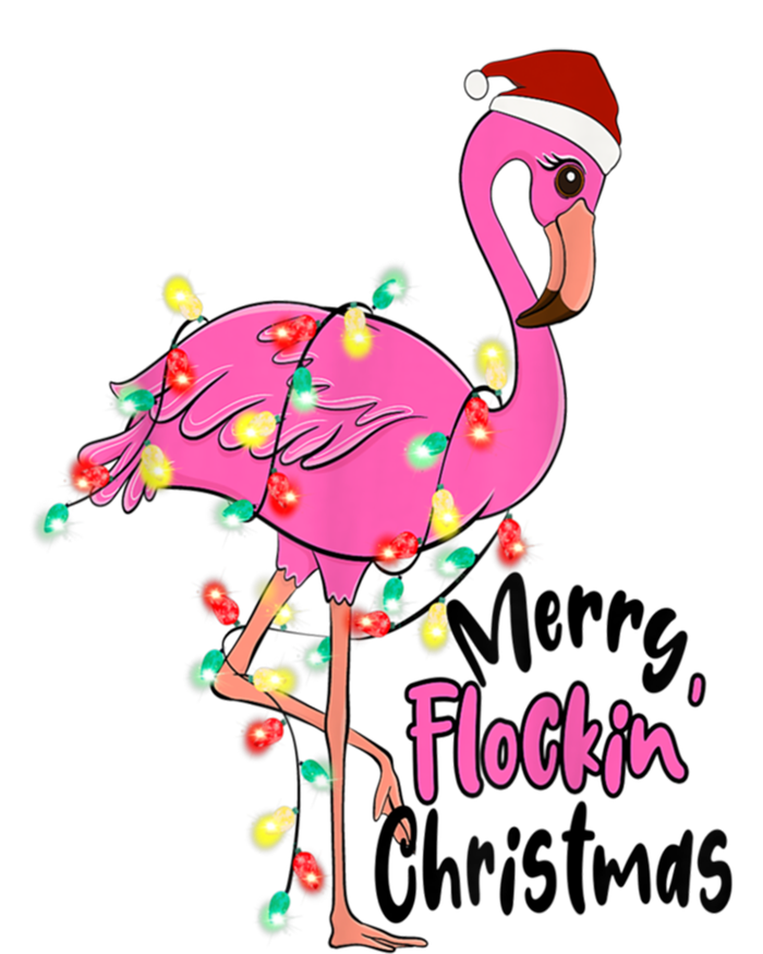 Merry Flocking Christmas Flamingo Pink In Santa Hat Xmas Gift T-Shirt