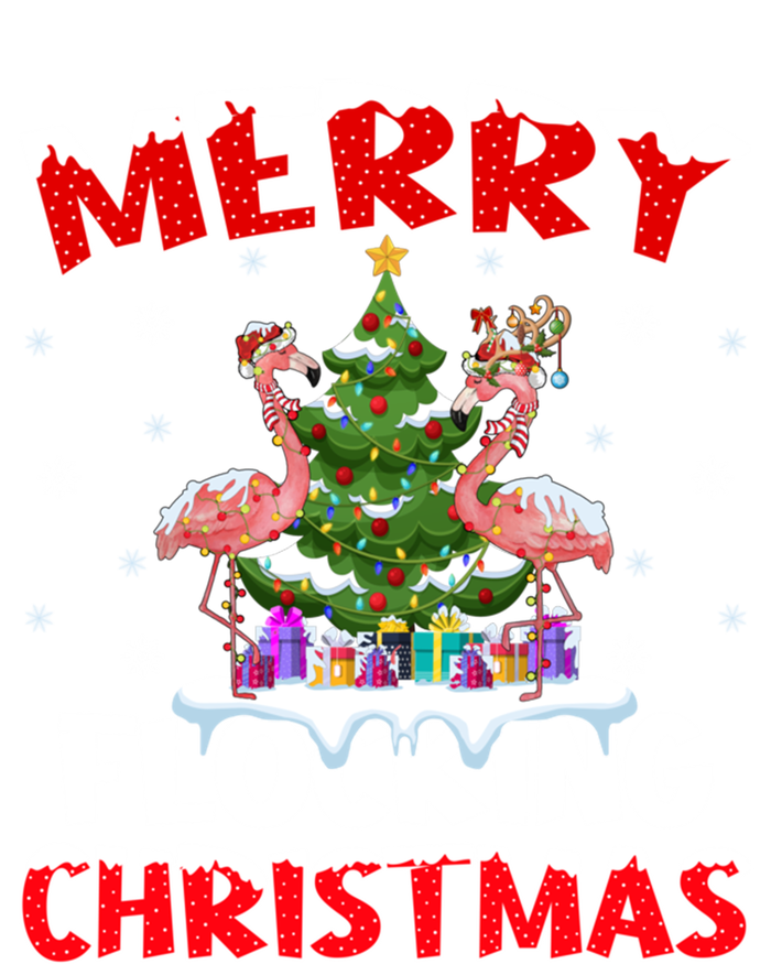 Merry Flocking Christmas Lighting Pink Flamingo Xmas Tree Gift T-Shirt