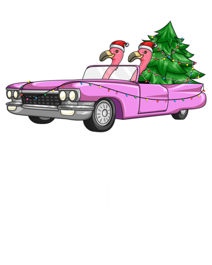 Merry Flocking Christmas Pink Flamingos Pink Car And Xmas Tree Cute Gift Women's T-Shirt