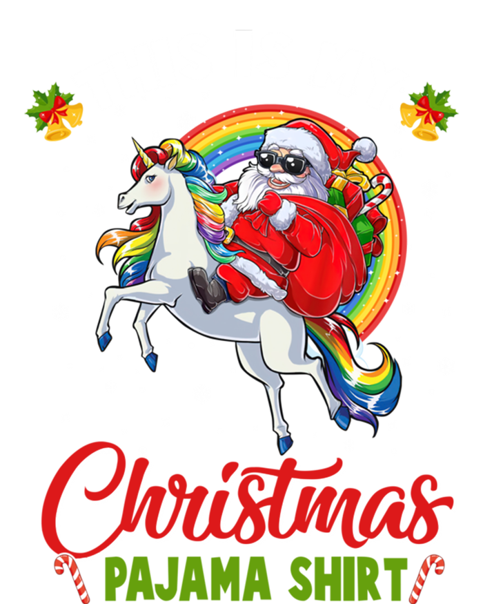 This Is My Christmas Pajama Gift Funny Santa Riding Unicorn Great Gift Stripe Pom Pom Beanie