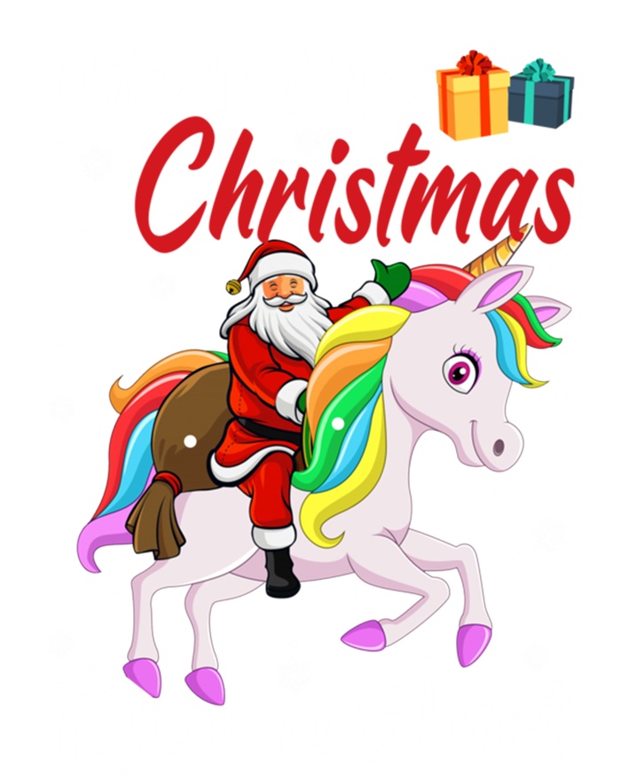 This Is My Christmas Pajama Great Gift Santa Claus Riding Unicorn Cute Gift T-Shirt