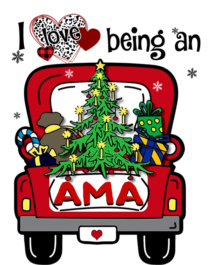 I Love Being An Ama Tree Truck Happy Family New Christmas Gift Stripe Pom Pom Beanie