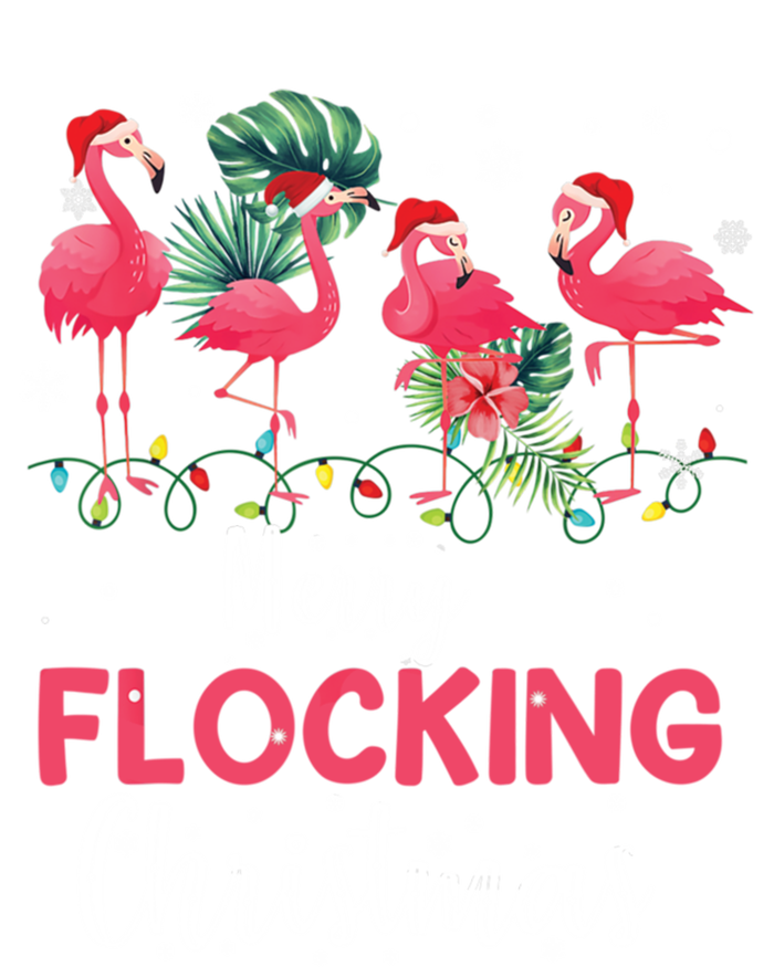 Flamingo Noel Hats Dancing On Snow Merry Flocking Christmas Gift T-Shirt