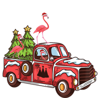 Flamingo Riding Truck Christmas Tree Merry Flocking Gift T-Shirt