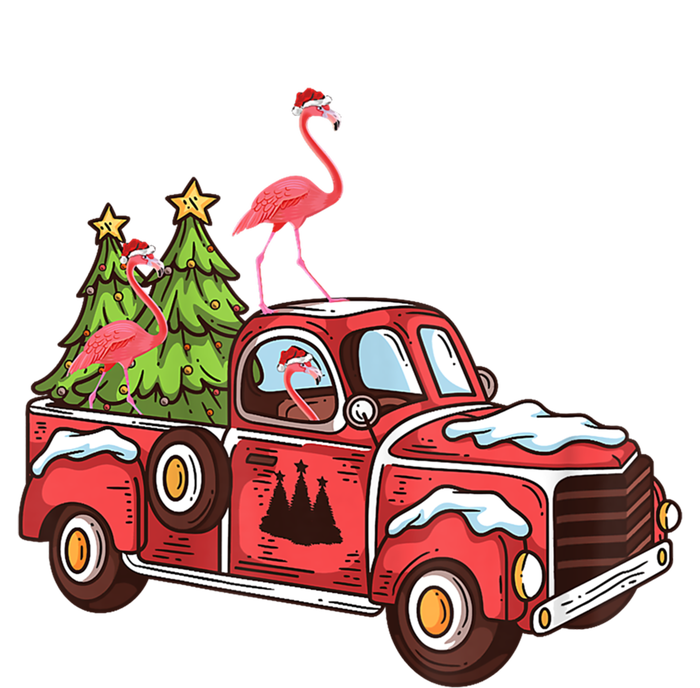 Flamingo Riding Truck Christmas Tree Merry Flocking Gift T-Shirt