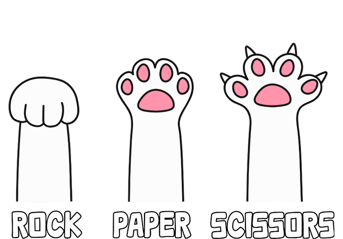 Rock Paper Scissors Cat Paws Game Cute Paw Funny Cat T-Shirt