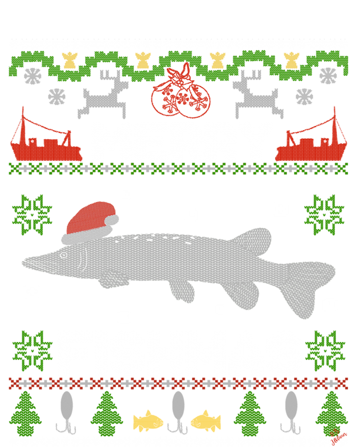 Merry Fishmas Christmas Sweater Looking Stiched Funny Fish Gift T-Shirt