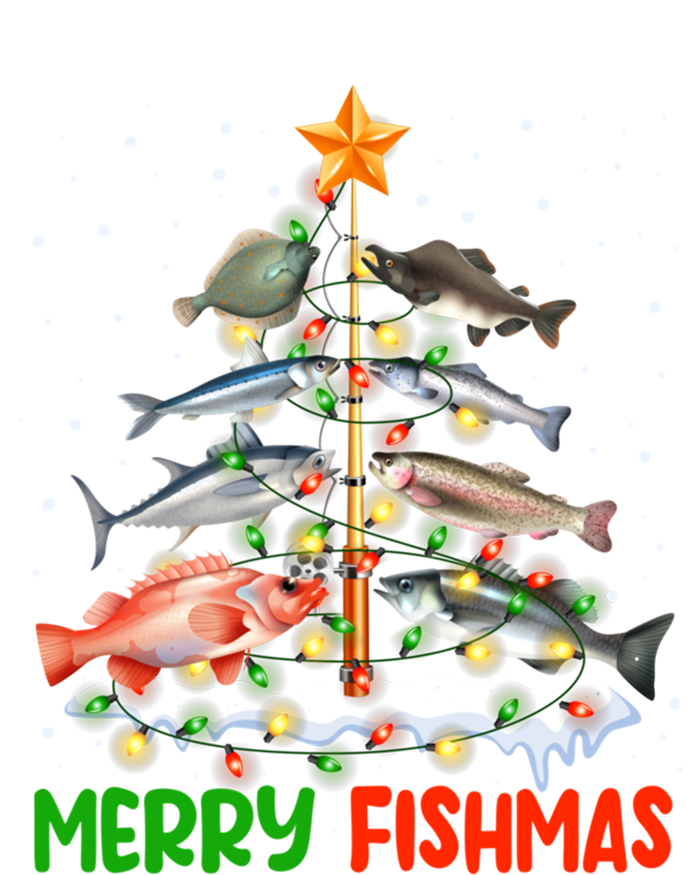 Merry Fishmas Funny Christmas Tree Lights Fish Fishing Rod Gift Toddler T-Shirt