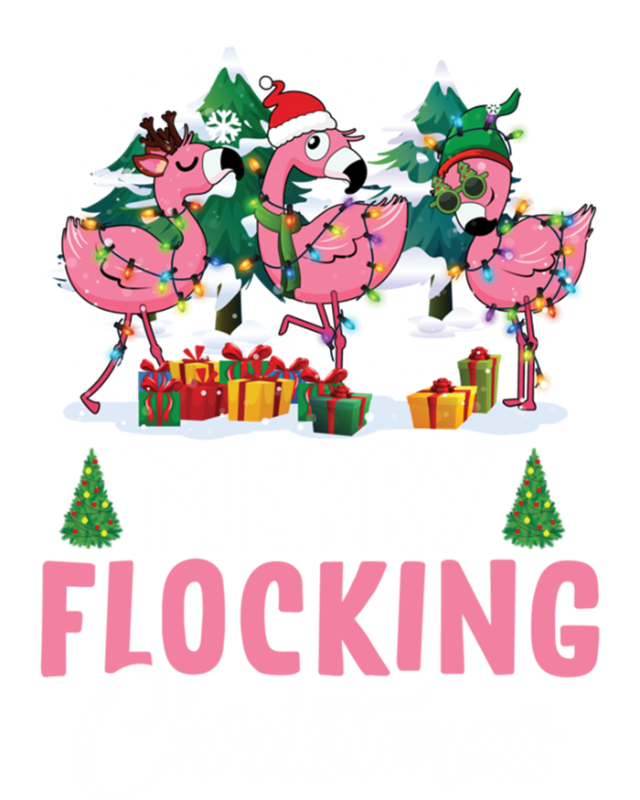 Merry Flocking Christmas Flamingo Pink In Santa Hat Gift Fun Gift Ceramic Bell Ornament