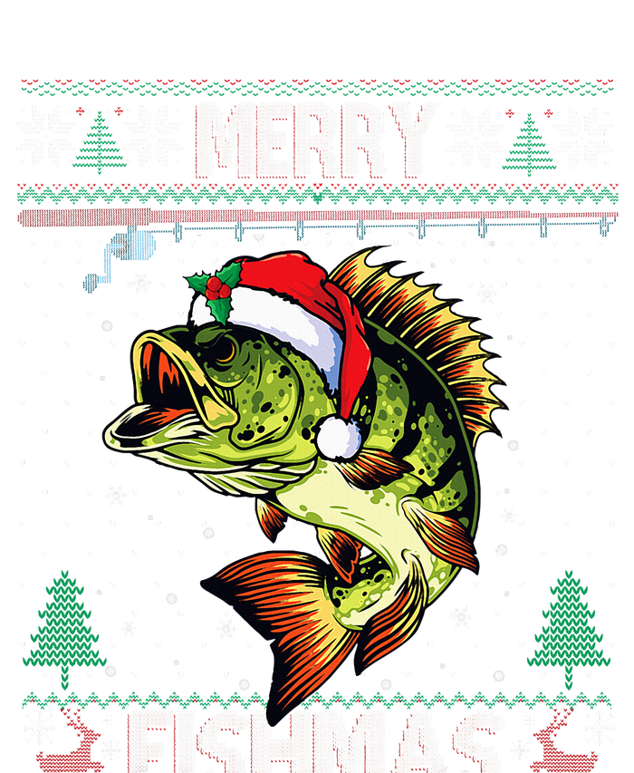 Merry Fishmas Bass Fish Fishing Christmas Ugly Sweater Xmas  16 in Basic Backpack