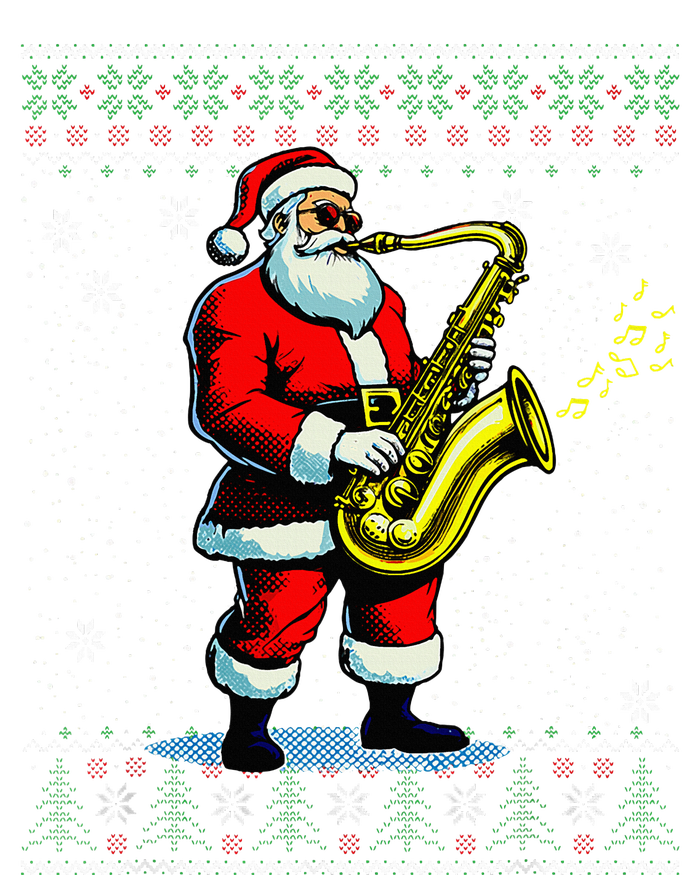 Santa Claus playing Saxophone Musical Ugly Christmas Sweater  Bumper Sticker