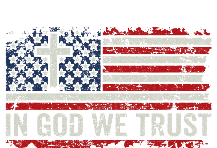 In God We Trust  Vintage USA Flag Cross Patriotic Christian  Poster