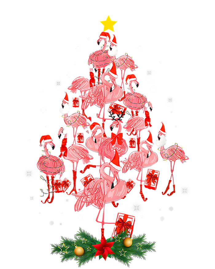 Pink Flamingo Xmas Tree Merry Flocking Christmas Gift T-Shirt