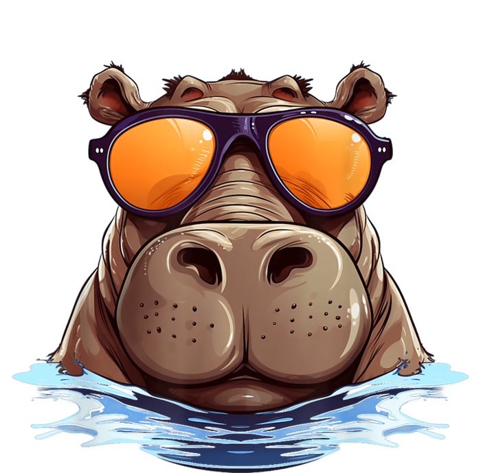 Cool Hippo With Sunglasses For Funny Animals Costume Ladies Long Sleeve Shirt