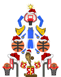 Basketball Sports Xmas Lighting Tree Basketball Christmas Cool Gift T-Shirt