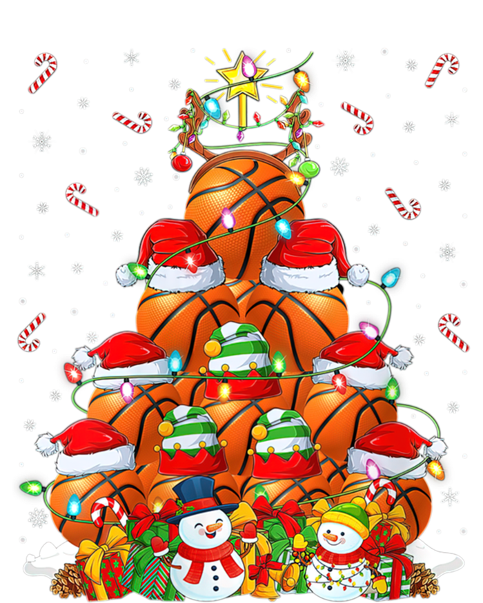 Basketball Xmas Lighting Tree Santa Basketball Christmas Meaningful Gift Tall Long Sleeve T-Shirt