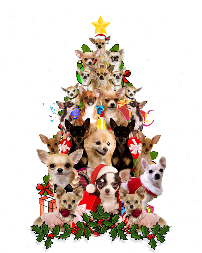 Chihuahua Dog Christmas Tree Lights Funny Xmas Dog Lover Gift Women's Flannel Pajama Set