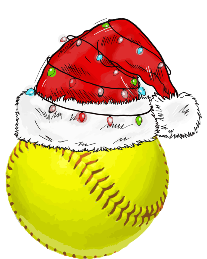 Christmas Lights Softball Santa Hat Xmas Catcher Xmas Cute Gift Kids Long Sleeve Shirt