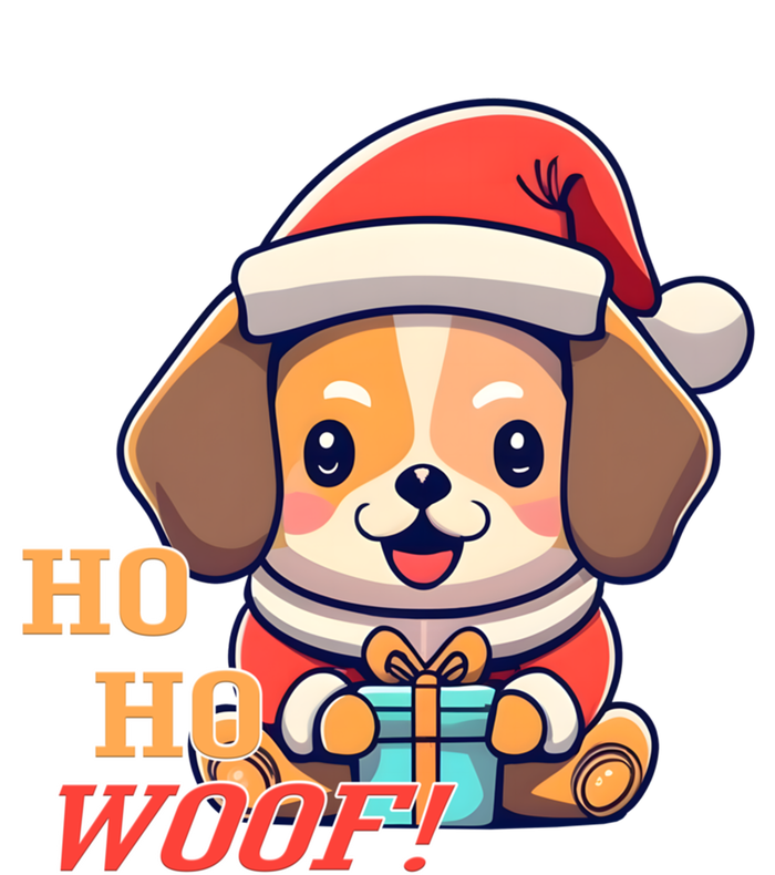 Ho Ho Woof! Cute Dog With Santa Hat And Gift Full Zip Hoodie