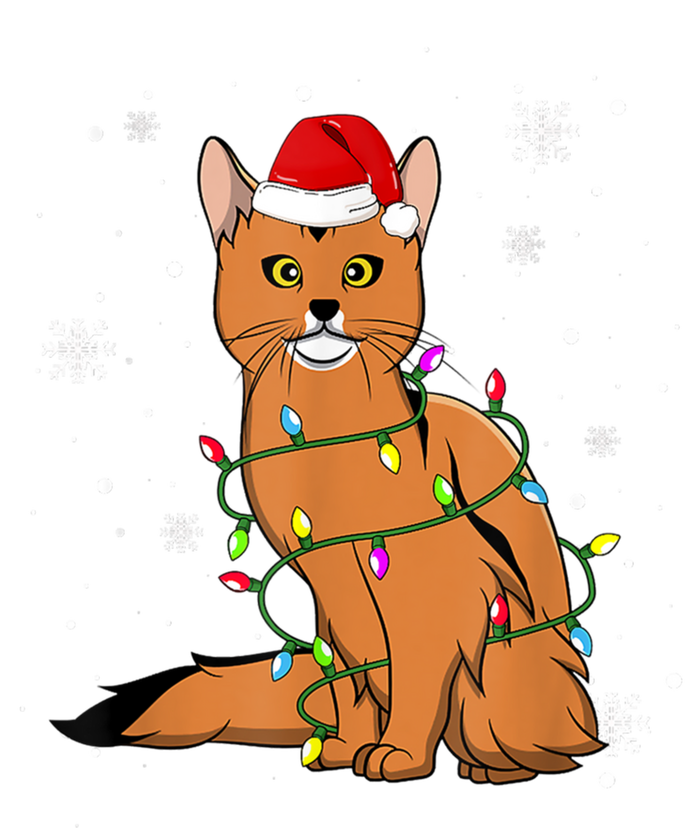 Somali Cat Christmas Lights Christmas Cat Santa Hat T-Shirt