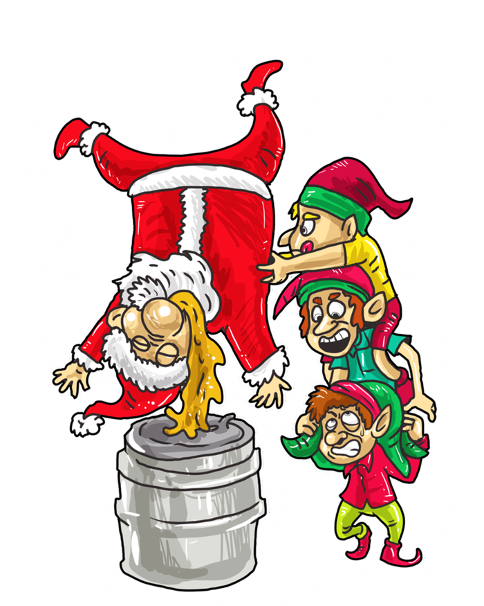 Santa Claus Keg Stand Beer Elves Ing Humor Christmas Gift Kids Long Sleeve Shirt