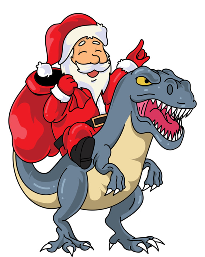 Santa Claus Riding Trex Dinosaur Christmas Dino Tree Rex Gift T-Shirt