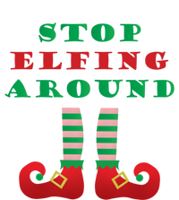 Stop Elfing Around Christmas Elf Shoes Funny Holiday Saying Gift Women's Tri-Blend 3/4-Sleeve Raglan Shirt