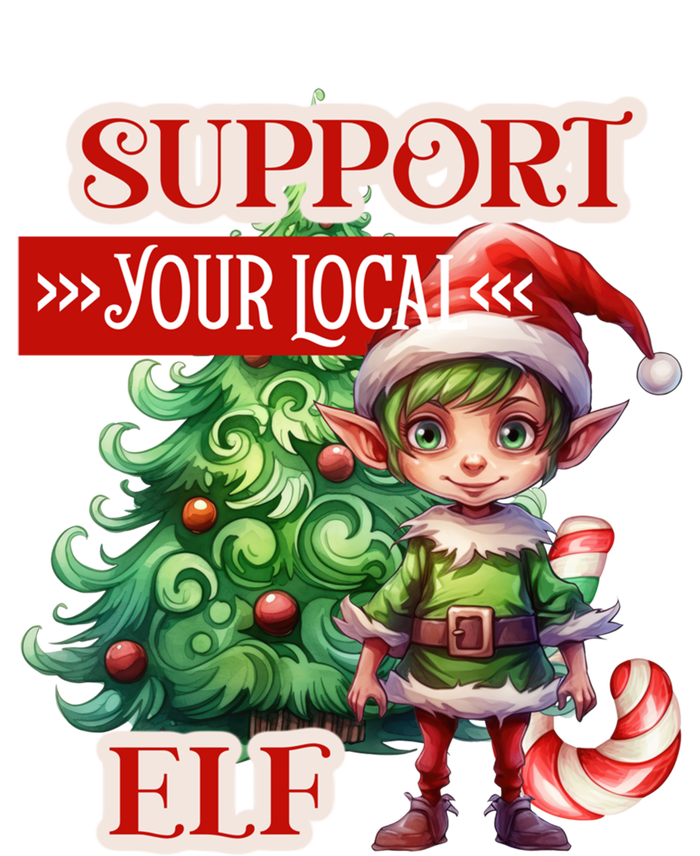 Support Your Local Elf Candy Cane Christmas Tree Gift T-Shirt