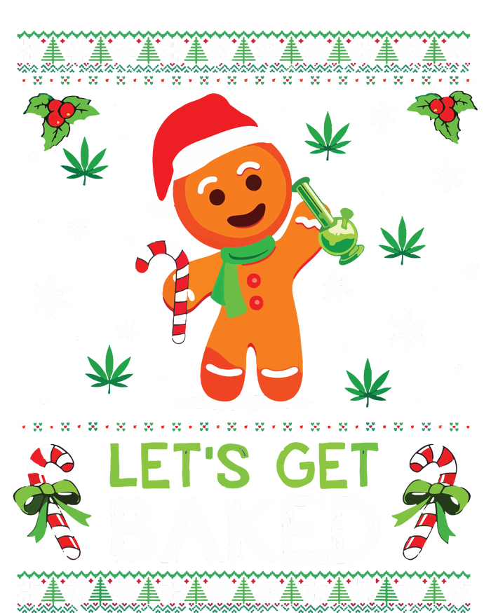 Lets Get Baked Ugly Sweater Weed Christmas Xmas Marijuana Striped Beanie with Solid Band