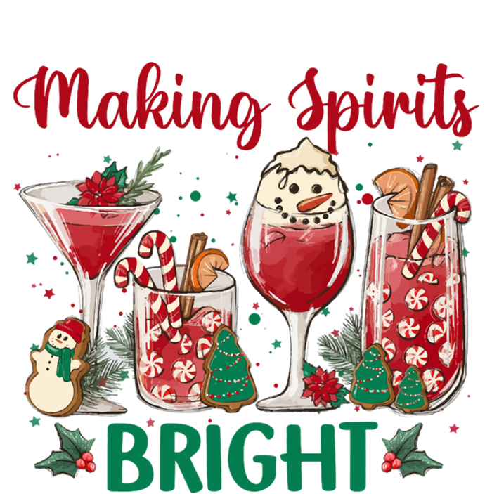 Making Spirits Bright Christmas Cocktails Wine Christmas Funny Gift Ladies Long Sleeve Shirt