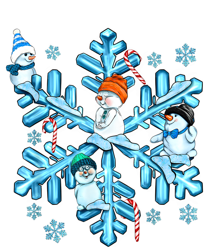 Blue Snowflakes And Snowman Merry Christmas Family Matching Women's V-Neck T-Shirt