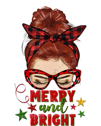 Redhead Messy Bun Merry And Bright Christmas Holiday Pajamas Cute Gift Zip Tote Bag