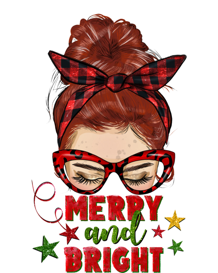 Redhead Messy Bun Merry And Bright Christmas Holiday Pajamas Cute Gift Zip Tote Bag