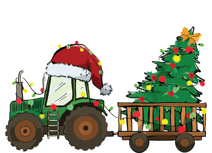 Christmas Farm Tractor Xmas Tree Lights Santa Hat Farmer T-Shirt