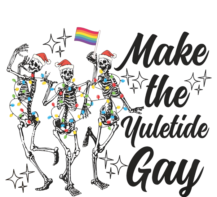 Gay Ugly Christmas Lgbt Pride Holiday Make The Yuletide Gay Dancing Skeleton Women's V-Neck T-Shirt