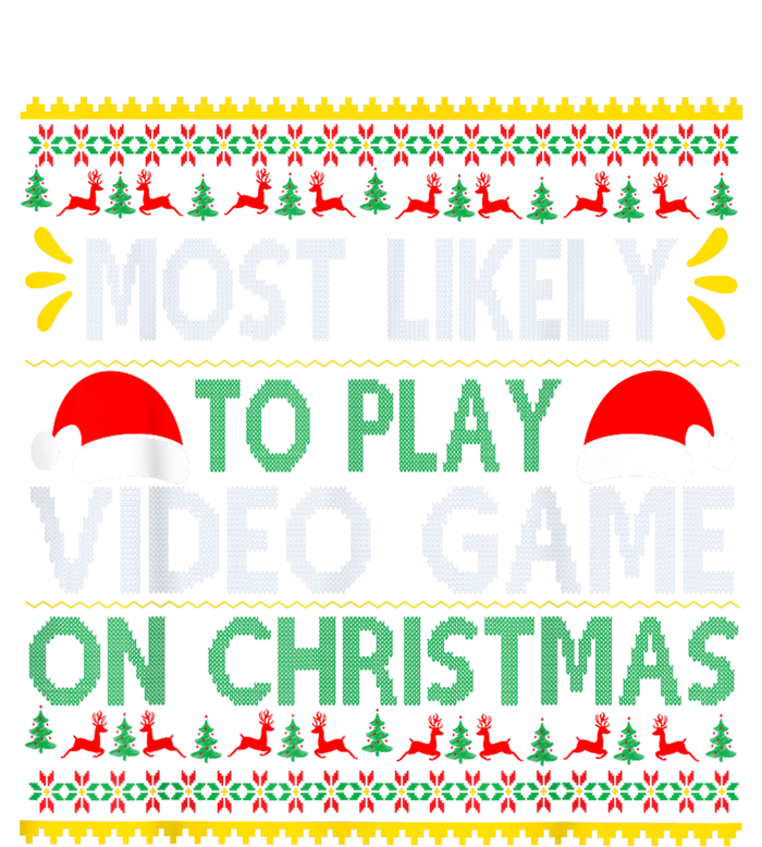 Most Likely To Play Video Games On Christmas Xmas Lights Full-Length Apron With Pockets