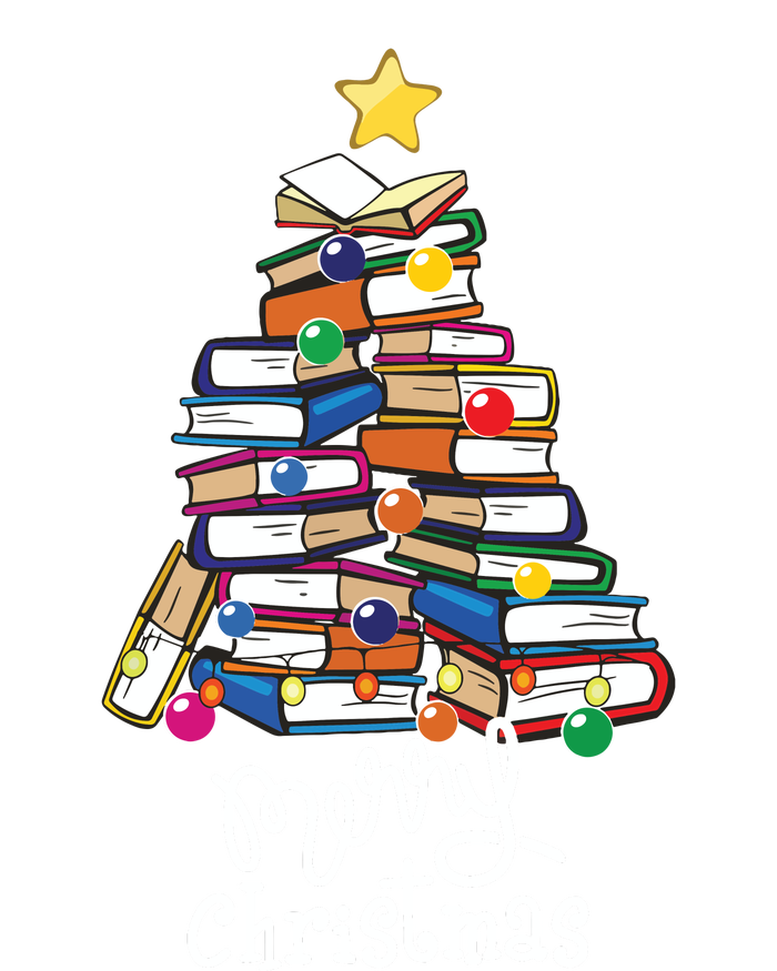 Merry Christmas Tree Love Reading Books Librarian Nerd Women's T-Shirt