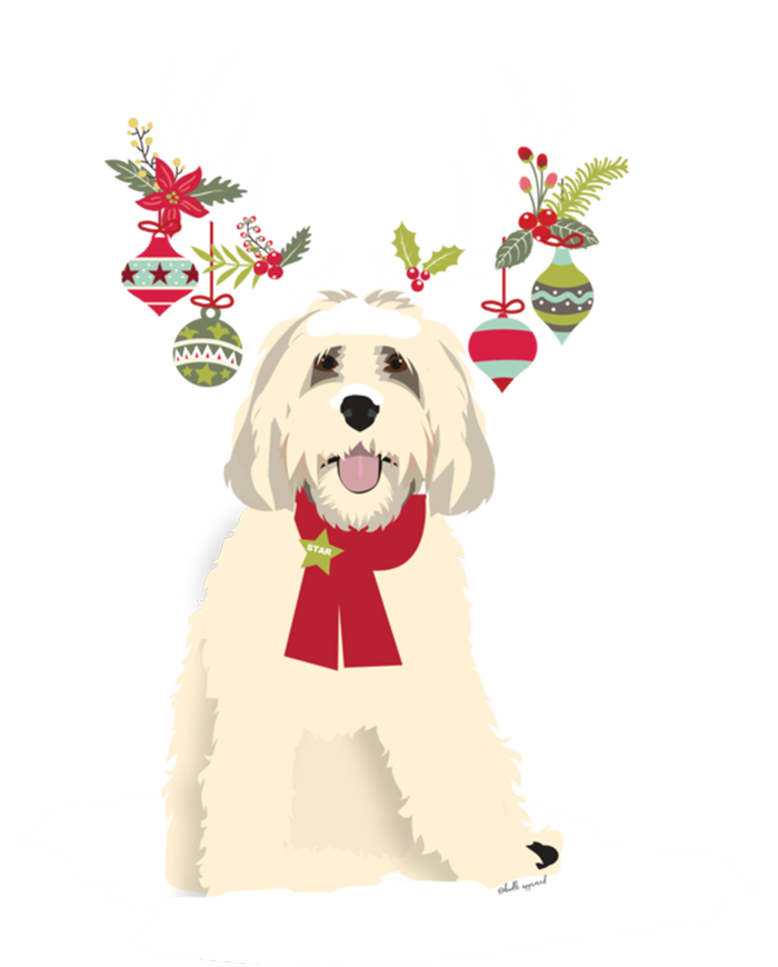 Cute Labradoodle Doodle Christmas Reindeer Graphic Holiday Gift T-Shirt