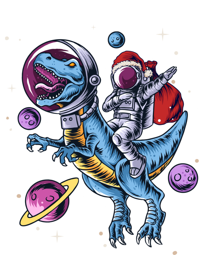 Funny Santa Claus Astronaut Christmas Riding Dinosaur Trex Gift T-Shirt