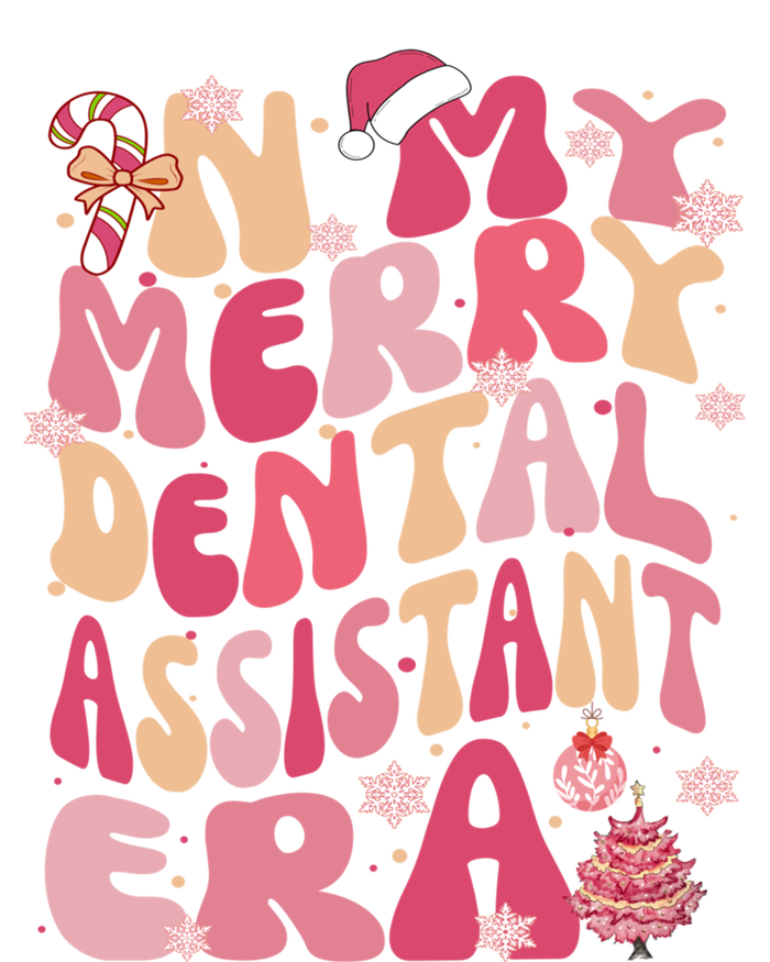 In My Merry Dental Assistant Era Retro Groovy Pink Christmas Gift T-Shirt