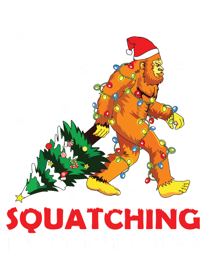 Funny Sasquatch Christmas Squatching Bigfoot Xmas Tree Light Cooling Performance Crew T-Shirt