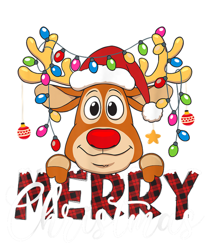 Merry Christmas Reindeer Xmas Family Pajamas Buffalo Plaid T-Shirt