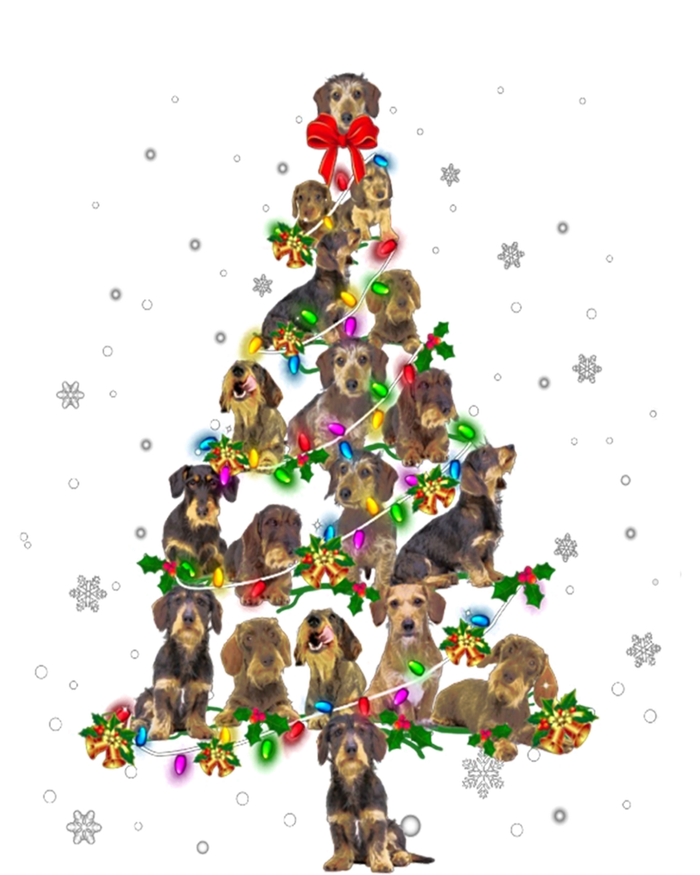 Cute Wire Haired Dachshund Dog Christmas Tree Gift Decor Funny Gift Ladies Long Sleeve Shirt