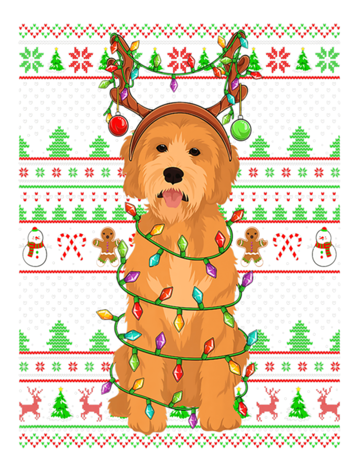 Merry Christmas Golden Doodle Dog Reindeer Xmas Lights Ugly Gift T-Shirt